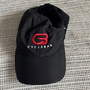 CycleBar hat with magnetic opening on back for ponytail